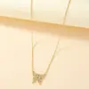 Collar colgante de mariposa de diamantes completos de estilo de lujo ligero de alta gama, cadena de clavícula retro de tendencia de moda para mujer, venta al por mayor