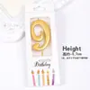 Pacote com 50 Velas Douradas com Números para Decoração de Bolo de Aniversário, Enfeites para Mesa de Sobremesa de Festa de Primeiro Aniversário Infantil