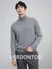 [Lã e Modal Laváveis à Máquina] Tricô Casual de Gola Alta Masculino - Tricô Básico para Armazenamento de Calor e Aquecimento no Outono e Inverno
