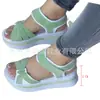 Nuevas Sandalias de Suela Gruesa de Gran Tamaño Europeas y Americanas para Mujer de Comercio Exterior Suministro Transfronterizo Sandalias de Playa para Mujer con Velcro de Suela Plana
