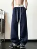 Pantalones Deportivos Estilo Americano Azul Oscuro para Hombre Primavera Otoño Invierno Nuevos Cleanfit Holgados Rectos Casuales Ropa para Hombre
