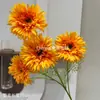 4 Cabezas de Hibisco Crisantemo Cepillado Francis Flor Artificial Material Boda Flor de Seda Crisantemo Margarita Gerbera Girasol
