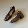 Sapatos Mary Jane Elegantes para o Dia a Dia com Salto Silencioso, Sapatos de Salto Grosso de Couro Macio Retrô, Novos Saltos Altos Retrô para Mulheres