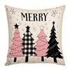 Fundas de Almohada Estampadas Navideñas Europeas y Americanas, Lindos Regalos de Papá Noel, Decoración de Moda de Muñeco de Nieve, Fundas de Almohada de Lino y Felpa