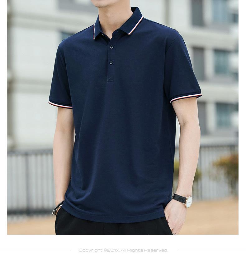 恒源祥桑蚕丝短袖T恤夏季男薄款商务休闲体恤t翻领莫代尔POLO衫男7