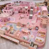 Macaron Rosa Castelo Travesso de Luxo Equipamentos de Playground Indoor Centro Comercial Parque Infantil para Pais e Filhos Instalações Personalização