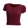 Liquidación de Temporada Primavera/Verano Nuevo Top Deportivo Corto para Mujer con Almohadillas en el Pecho, Ajustado, Sexy, de Corte Ceñido, Manga Corta, Ropa para Hacer Ejercicio