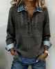 2026 Moda Feminina Europeia e Americana Site Independente Amazon Ins Jeans Gola Reversível Moda Tendência Manga Longa Pulôver Camisa Top