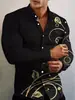Camisa de hombre de otoño nueva con estampado digital 3D transfronteriza europea y americana, camisa de manga larga con solapa, estampado genial