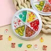 Nova Série de Natal com Caixa de Seis Compartimentos Ornaments para Nail Art Árvore de Natal Desenho Animado Ornaments Tridimensionais Estrelas de Natal Fofas
