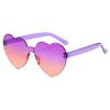 Gafas de sol de gelatina con forma de corazón de melocotón populares transfronterizas, gafas de sol de una pieza sin marco en forma de corazón europeas y americanas, gafas de moda al por mayor