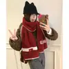 Bufanda de Lana Tejida con Bloques de Color Estilo Coreano con Lazo para Mujer, Temporada de Otoño e Invierno, Calentador de Cuello Cálido y Moderno