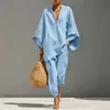 Moda de Verano Transfronteriza Europea y Americana 2026 Estilo Casual para Mujer Diseño de Manga Murciélago Cuello en V Corte Holgado Conjunto