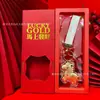Hazte Rico al Instante Llavero de Oro Puro 999 Set de Caja de Regalo Bolso Dorado Colgante Regalo de Banco, Casa de Bolsa, Compañía de Seguros