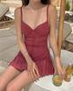Traje de baño de aguas termales para mujer, estilo conservador, con realce de pecho pequeño, estilo coreano, pequeño, fresco, ajustado, sexy, que cubre el vientre, falda combinada, 2025