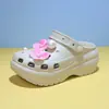 Zuecos para mujer con accesorio de flor roja grande con anillo de luz, nuevo calzado de verano para exteriores, sandalias de plataforma gruesa que aumentan la altura, chanclas de playa antideslizantes para mujer
