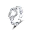 Anillo de diamantes de amor hueco nuevo transfronterizo de Europa y Estados Unidos, moda femenina, temperamento, nicho, cadena en forma de corazón, joyería de mano al por mayor
