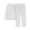 Algodón LyocellPijama Sencillo de Color Sólido para Hombre Ropa de Casa Manga Larga Pantalón Largo Conjunto de Dos Piezas Primavera y Otoño Nuevo Estilo 2026