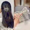 2024 Grampo de Cabelo de Liga com Strass Franja Lateral Presilha de Mola Estilo Coreano Clipe Superior Feminino Acessório de Cabelo Laço Fresco e Doce