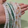 Verde Natural Congelado Mausoleo Verde Tianshan Cuentas Dispersas Hielo Tricolor Pulsera Collar Cuentas Dispersas Hecho a Mano DIY Tejido Cuentas de Arroz Accesorios