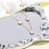 Juego de joyería de acero inoxidable de trébol de cinco hojas, pulsera, collar y juego de pendientes de flor de cinco hojas simple y elegante, joyería que no se decolora