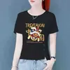 Ropa para madre comercio exterior transfronterizo 2024 nueva camiseta de manga corta, nuevo estilo chino nicho tendencia nacional impresa top holgado con hombros normales