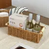 Caixa de Armazenamento de Mesa Estilo Europeu Cesta de Armazenamento de Rattan Sintético Trançado para Lavatório Cesta de Armazenamento para Mesa de Centro de Controle Remoto Chave de Entrada