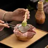 Ceremonia del Té Estilo Dinastía Song Rima Floral Esmalte Fluido Matcha Juego de Ocho Piezas Batidor de Matcha Mezclador de Matcha Tazón de Té Batidor de Bambú de Cien Piezas Tamiz de Polvo