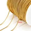 Cadena de Perla Cuadrada de Acero Inoxidable Transfronteriza 1.5-5mm Chapada en Oro de 18K Accesorios Semi-Terminados para DIY Collares Pulseras Venta al por Mayor