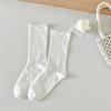 Calcetines de Algodón Puro para Mujer, Estilo Delgado de Verano, Calados, Antiolor, Absorbentes de Sudor, Calcetines Caídos, Blanco Grisáceo, Estilo Japonés, Borde Fruncido, Calcetines de Tubo Largo para Hombre