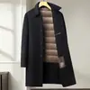 Casaco Masculino de Lã de Alta Qualidade, Dupla Face, com Lapela, Comprimento Médio, Outono e Inverno, Casaco Interno de Lã Removível, Modelagem Ampla para Homens