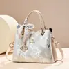Nova bolsa de mão elegante em tecido trançado estilo chinês para mulheres, bolsa de ombro de alta qualidade para o dia a dia com grande capacidade, versátil para uso diário, bolsa feminina estilosa