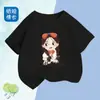 2301 # Camiseta de Manga Corta de Algodón Puro para Niños y Niñas Verano 2025 Nueva Popular Estampado de Dibujos Animados Agradable al Tacto Transpirable Moderna Ropa Infantil