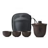 Juego de Tazas de Té Rápido: Una Olla, Tres Tazas, Juego de Té de Viaje, Tazón Portátil con Tapa Filtrante, Kit Portátil para Preparar Té al Aire Libre