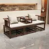 Mesa de Té Grande de Madera Maciza Estilo Chino Silla Arhat Cama Combinación Mesa para Preparar Té Sala de Estar del Hogar Oficina Juego Completo Mesa de Té