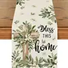 Popular Bandera de Mesa de Primavera de Amazon Patrón Floral de Flores Silvestres Material de Lino Decoración de Mesa de Cocina de Primavera Mantel
