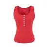 Camisola abotonada para mujer, top elegante y discreto, moda primavera/verano, prenda base ajustada, ceñido, sexy, top sin mangas escotado