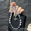 Corrente de Celular Estilo Ins Capa de Celular Artesanal com Contas Cordão Chaveiro Corrente de Laço DIY Ornamento Pendente Estrela Octogonal