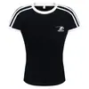Ropa Hombre Calle Americana Corto Ajustado Rayas Manga Corta Mujer Verano Nuevo Casual Deportivo Adelgazante Top T