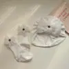 Gorro para Bebé Recién Nacido Ins Blanco Francés Calcetines para Bebé Recién Nacido Traje de Primavera Otoño Verano