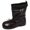 Botas de tacón grueso para mujer que aumentan la altura y estilizan, Nuevas Botas Cortas Versátiles de Suela Suave Estilo Vintage Otoño 2026 para Faldas, Estilo Maillard
