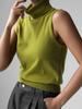 Traje de Punto Tejido Transfronterizo Europeo y Americano Otoño Temprano 2025 Camiseta Básica de Cuello Alto sin Mangas + Traje de Cárdigan Tejido para Mujer