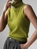 Conjunto de Suéter Tejido Transfronterizo Estilo Europeo y Americano Otoño Temprano 2025 Camiseta Base sin Mangas de Cuello Alto + Conjunto de Suéter Cardigan para Mujer
