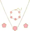 Amazon Best-Seller Transfronteiriço Pulseira Colar Brincos Trevo da Sorte Temperamento Conjunto de Três Peças Versátil e Fashion