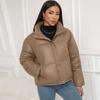 Chaqueta Corta de Invierno para Mujer de Piel de Cordero Cálida y Ligera 2024 Nueva de Cuello Pequeño Acolchada de Algodón