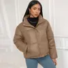 Chaqueta corta de plumón de algodón, Sin lavado 2024 Nuevo estilo de invierno para mujer, Cuello alto, Chaqueta acolchada gruesa holgada, Abrigo moderno