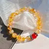 Pulsera de Citrino Amarillo Natural y Cornalina de 8MM Estilo Chino Nuevo Otoño/Invierno Alta Calidad