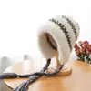 Chapéu de Pelúcia Colorido Estilo Coreano para Mulheres, Chapéu Turbante Quente Espesso de Inverno com Proteção para Orelhas e Afinando o Rosto, Chapéu de Exterior à Prova de Vento e Frio