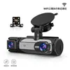 Câmera de Painel WiFi HD com Três Lentes Visão Noturna Infravermelha Cabine Dianteira Traseira Gravação de Três Canais Monitor a Bordo do Carro Gravar