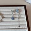 Ambiente de Otoño e Invierno Asimétricos Perla Azul Hielo Copo de Nieve Borla Aretes Nicho Exquisitos de Alto Valor Combinan con Todo para Mujer